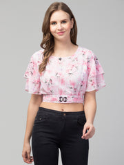 Flower print crop top