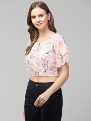 Flower print crop top